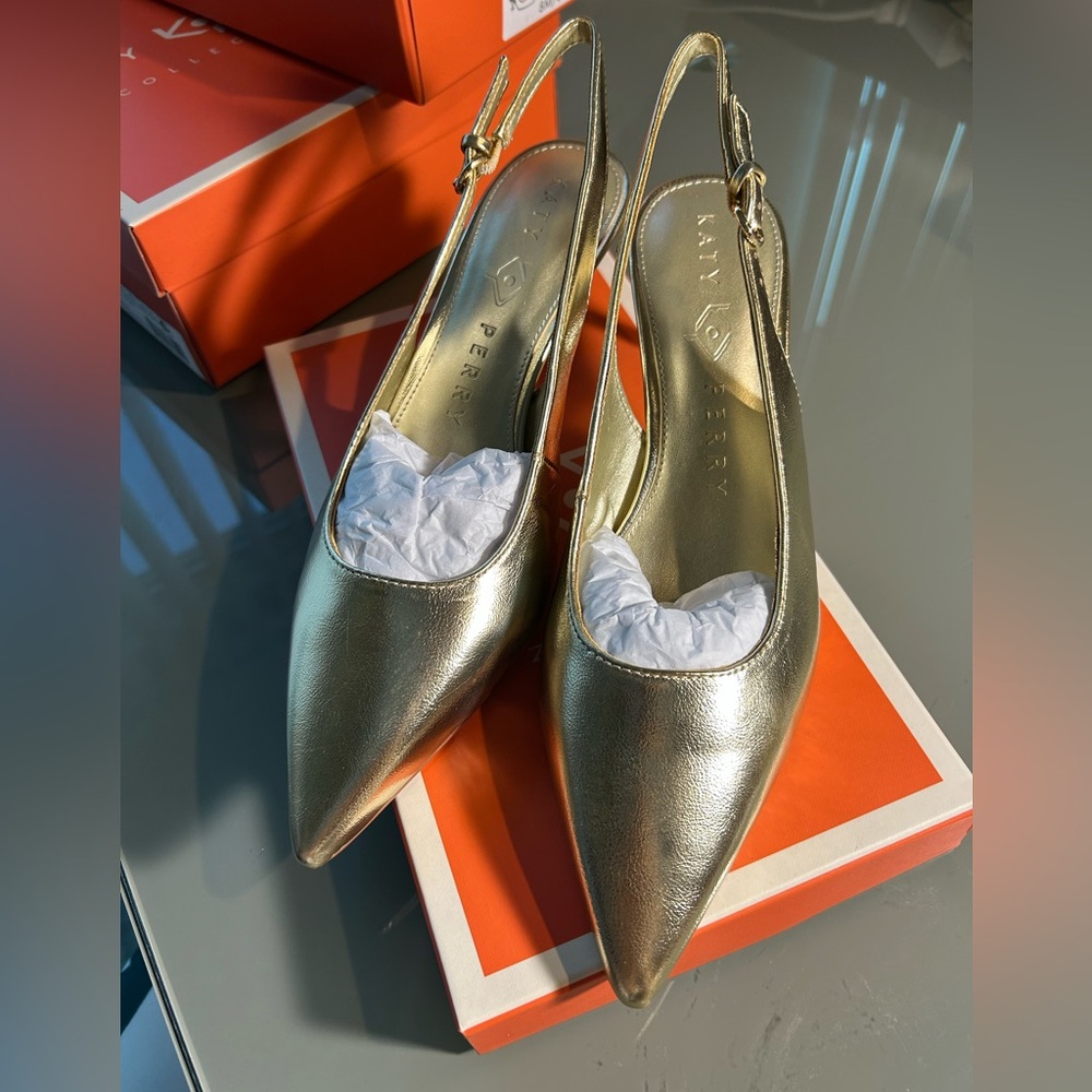 Katy Perry Collections Metallic Gold Slingback Heels